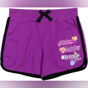 NWOT Disney Descendants Girls Active Purple Shorts Cotton Drawstring SZ S 6